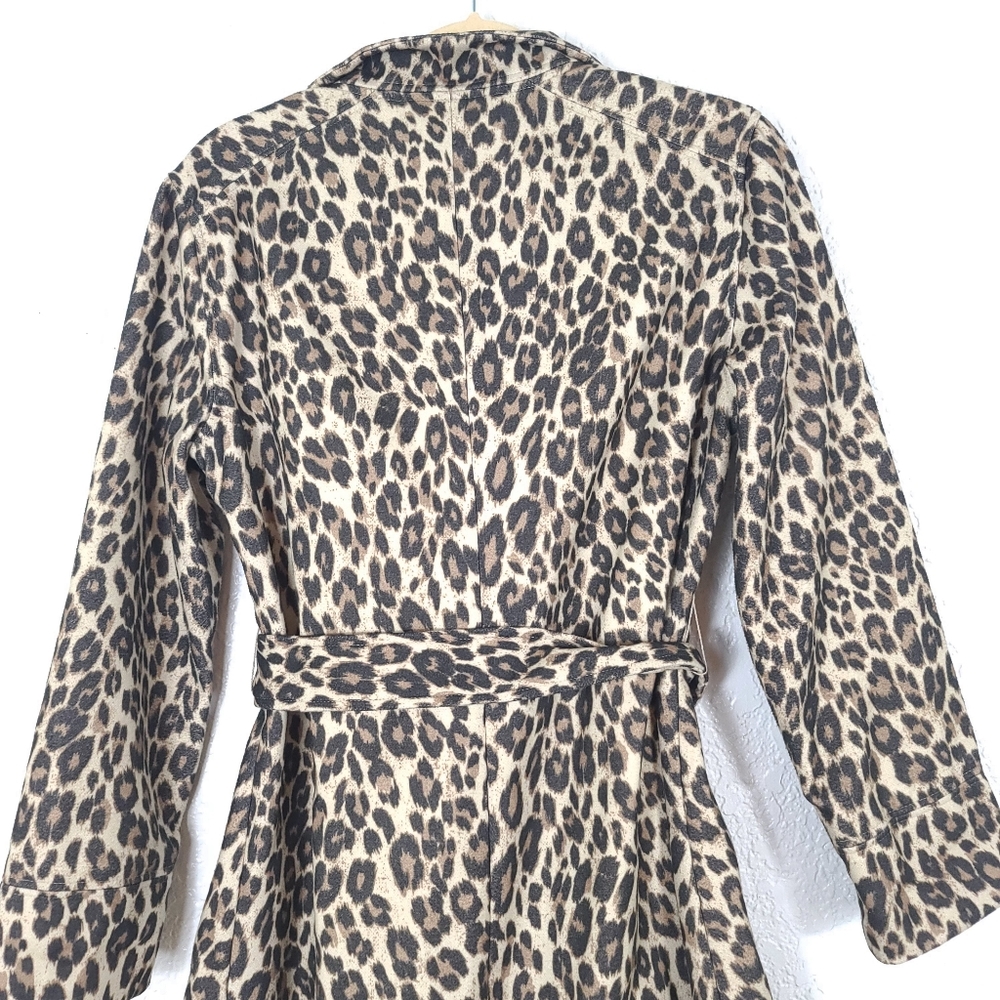 Chico’s Leopard Animal Print Belted Trench Coat – Fall Wrap Jacket – Small - Picture 11 of 12